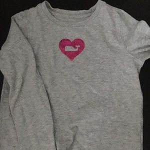 Vineyard Vines girls long sleeve glitter heart tee